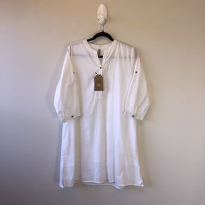 Embellish Caftan Mini Dress White 100% Cotton Made In India Size Large NWT’s